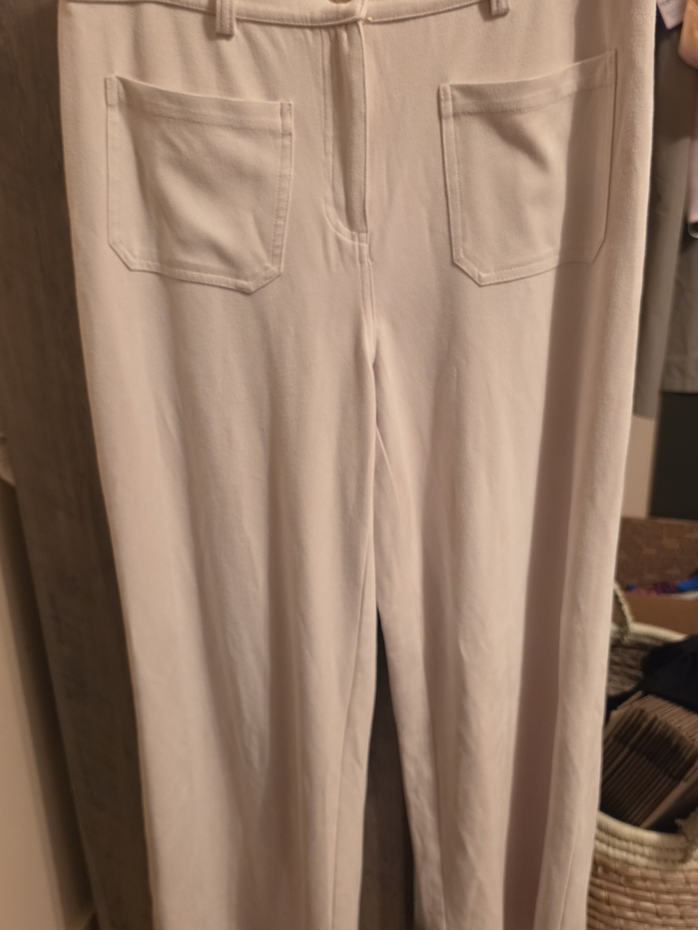 Skies Are Blue Soft Faux Suede Wide-Leg Pants in Cream